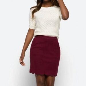 Burgundy corduroy mini skirt